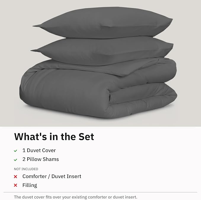 California Design Den Luxury Oversized King Duvet Cover Set, Grey | Soft 400 Thread Count 100% Cotton Sateen Backed by GH Seal, Duvet Cover & Pillow Sham 3 Pc Set, Button Closure & Corner Ties