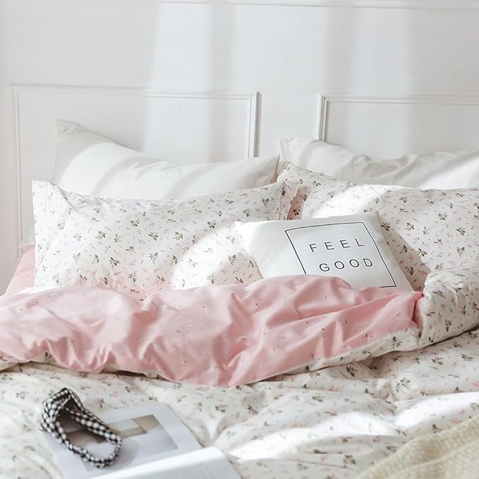 Floral Comforter Set Full Soft Bedding Comforter Set 3 Pieces Garden Style Pink Flower Print Botanical Flowers Comforter Set for All Seasons 1 Comforter and 2 Pillowcases (Floral, Full)