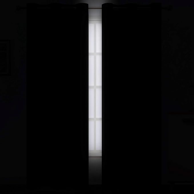 Black Blackout Curtains 34 x 84 Inch Length/Set of 2 Curtain Panels/Thermal Insulated Room Darkening Blackout Curtains for Bedroom