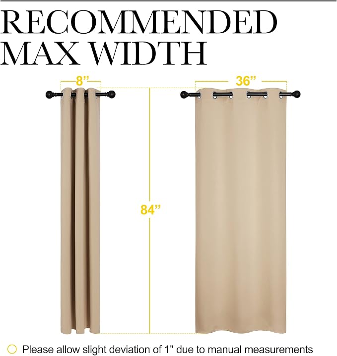NICETOWN Biscotti Beige Blackout Curtains for Bedroom 42" x 84" 2 Panels | Thermal Insulated Eyelet Top Room Darkening Window Panels Drapes, Light Blocking Noise Reducing Living Room Decor Treatments