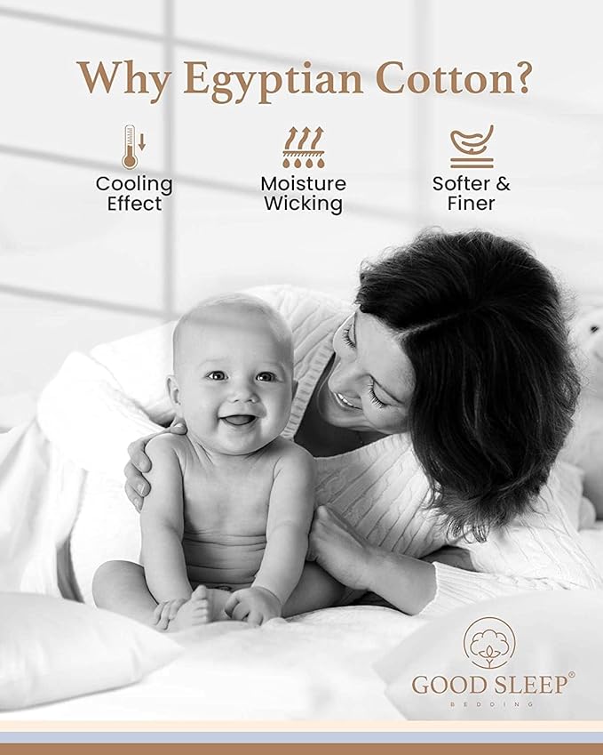 Good Sleep Bedding 100% Egyptian Cotton Twin XL Sheet Sets, 4 Piece, Silky Sateen Weave Twin XL Sheets College Dorm, Ultra-Soft & Durable Hotel Luxury, 16 Inch Deep Pocket XL Twin Sheets - Ivory
