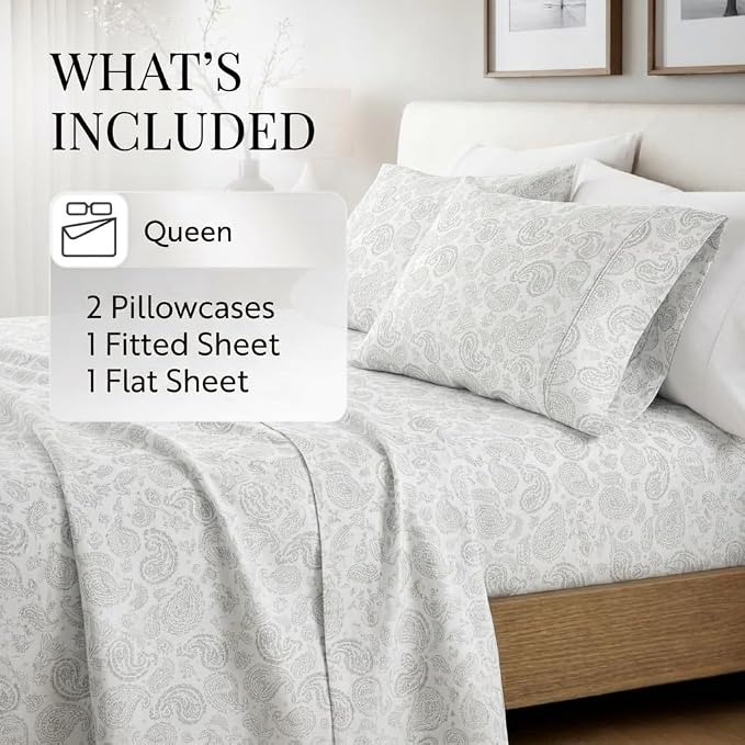 Linen Market 4 Piece Queen Sheet Set (Gray Floral) - Sleep Better Than Ever with These Ultra-Soft & Cooling Bed Sheets for Your Queen Size Bed - Deep Pocket Fits 16" Mattress