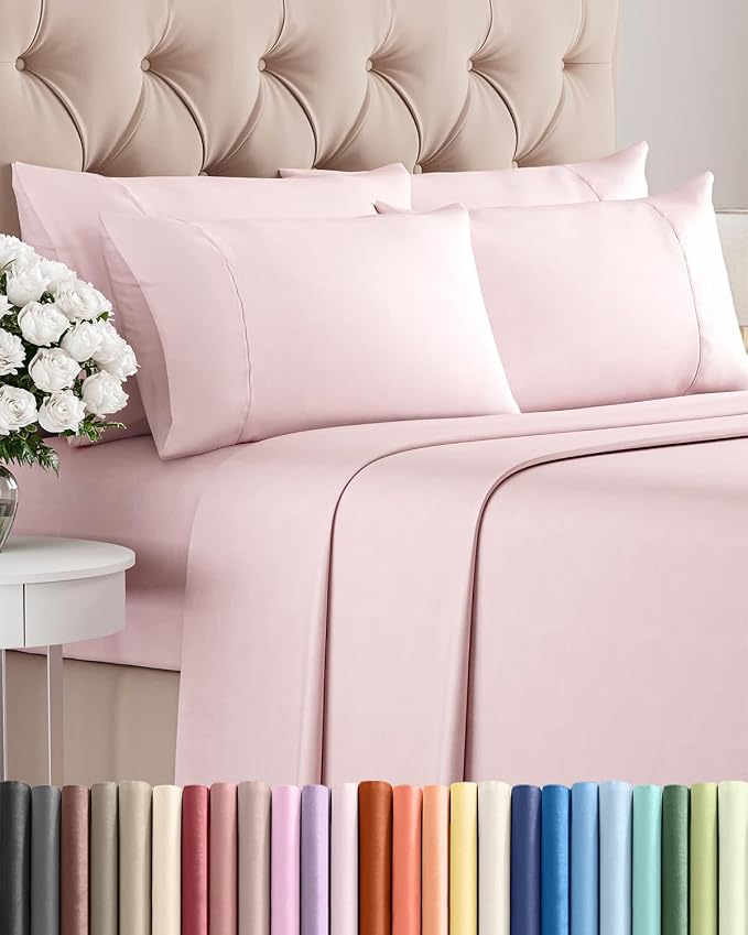 King 6 Piece Bed Sheet Set - Breathable & Cooling Sheets - Lavender Pink | Ultra Soft Hotel Luxury Bedding Set w/ 8-16 Inch Deep Pockets - 1 Flat & 1 Fitted Sheet & 4 Pillowcases - Wrinkle & Fade Free