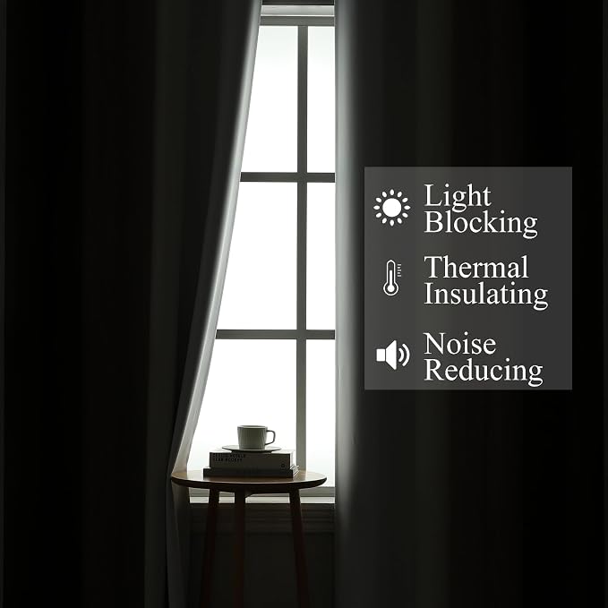 Brown and Greyish White Blackout Curtains 52Wx63L 2 Panels | Ombre Curtains for Bedroom,Thermal Insulated,Full Room Darkening,Energy Saving,Gradient Grommet Window Drapes for Living Room