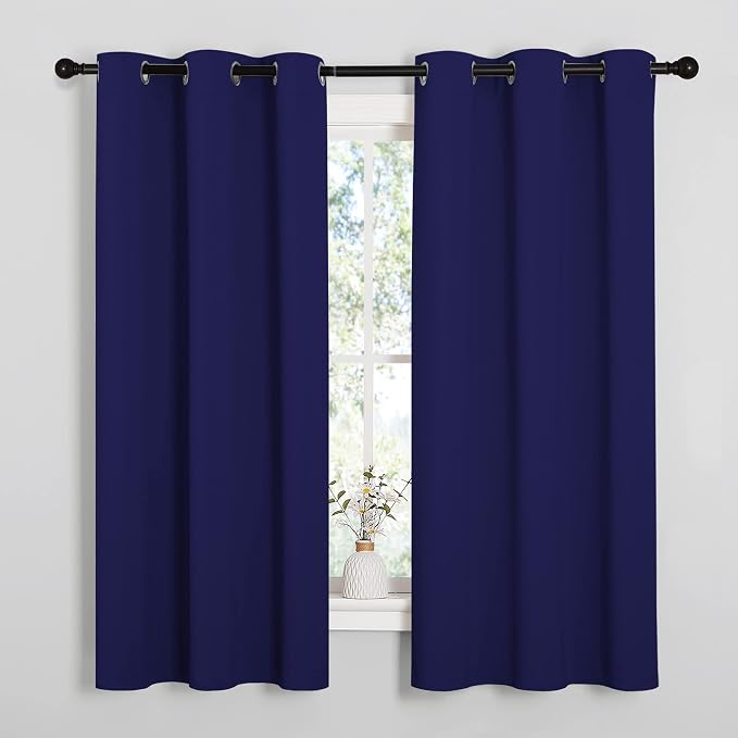 NICETOWN Blackout Draperies Curtains, 1 Pair, 34 x 63-inch, Royal Blue | All Season Thermal Insulated Solid Grommet Top Blackout Curtains/Drapes for Kid's Room