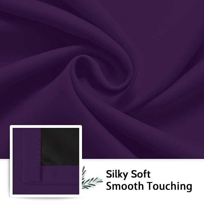 SimpleHome Purple 100% Blackout Curtains Room Darkening Living Room 63 Inch | Curtains for Bedroom,Thermal Insulated Grommet Window Drapes,Curtains for Living Room with Black Back,52 x 63 Inch,2 Panels