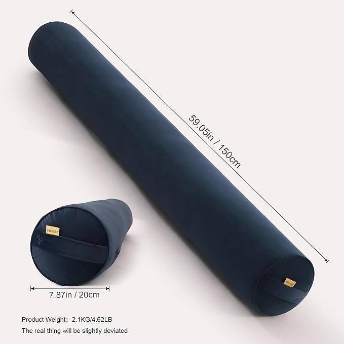 Body Pillow for Adults,Long Round Pillow,Big Cylindrical Pillow,Large Full Bolster Pillows for Side Sleepers (Teal Blue, 59"*7.87")