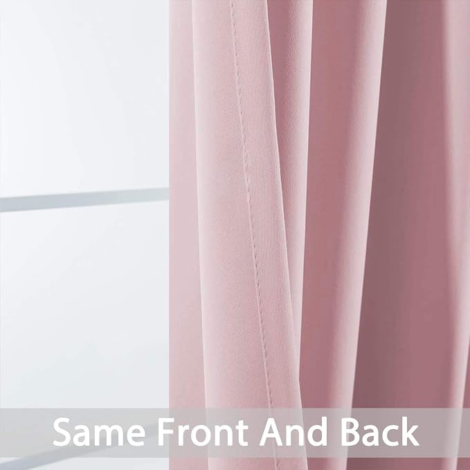 Yakamok Pink Room Darkening Curtains 84 inch Sliding Door Drapes | 1 Extra-wide Panel,W100xL84,Soft Triple-weave,Grommet,Blackout Thermal Insulated Drapes,Privacy,Light Reduction,Patio doors