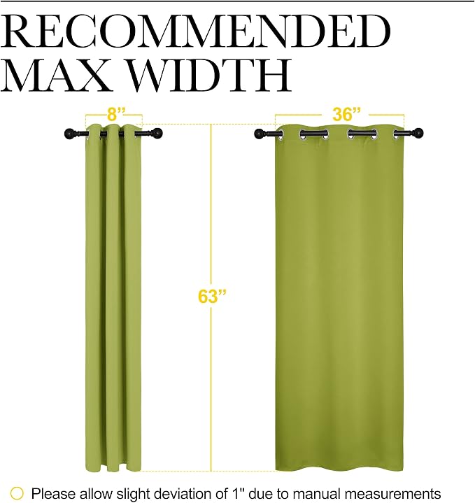 NICETOWN Thermal Insulated Curtains, 1 Pair, 42 x 63-in, Fresh Green | Solid Grommet Top Blackout Holiday Decorative Curtains/Drapes for Kid's Room