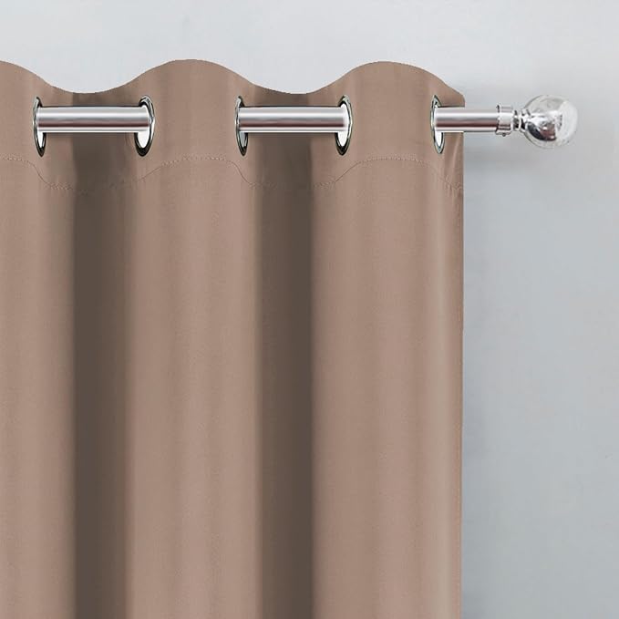Blackout Curtains 66 x 54 Inch Long Cappuccino Curtains Set of 2 Panels Room Darkening Curtains for Bedroom and Living Room