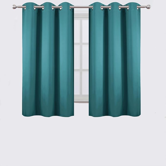 Sea Teal Blackout Curtains 42 x 54 Inch Length Set of 2 Panels Grommet Bedroom Curtains for Living Room