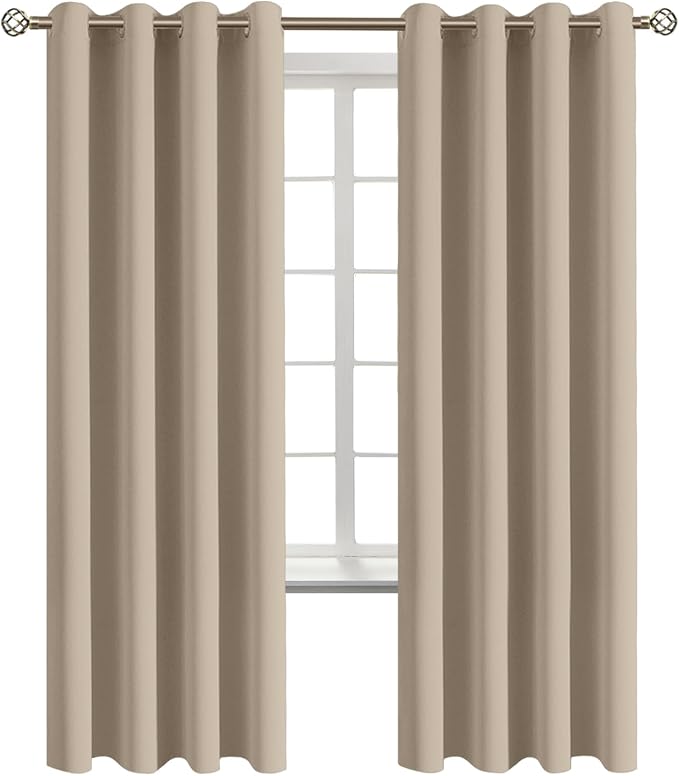 BGment Sand Room Darkening Curtains 72 Inch for Bedroom - 2 Panels | Grommet Top, Light-Blocking, Sunblock, Thermal Insulated, Window Drapes for Kids Boys Room, 52x72 Inch