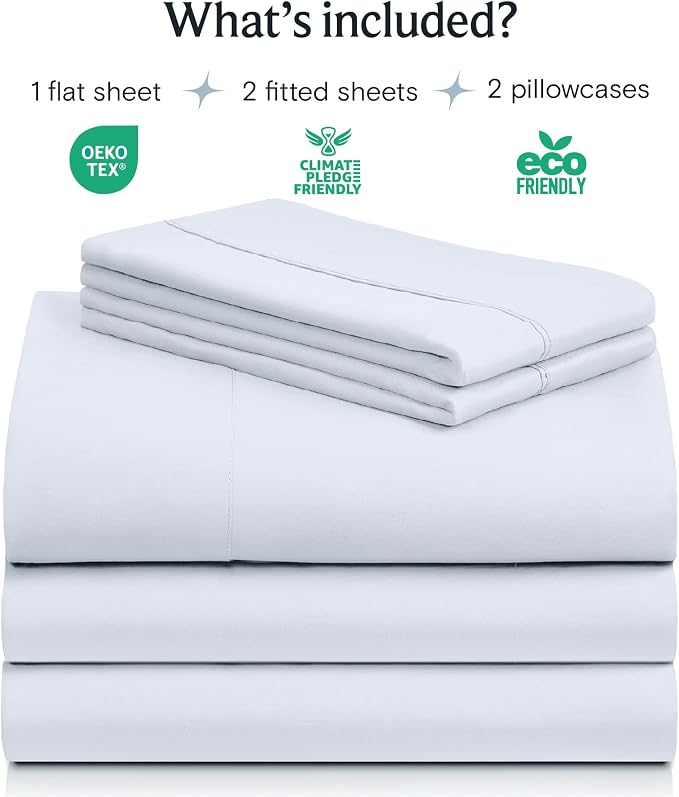 Split King Sheets for Adjustable Bed, Soft Deep Pocket Bed Sheets Set, 5PC | LuxClub Silky Fitted Sheet & Pillowcase Sets, Breathable Hotel Luxury Bedding for Mattress Wrinkle Free, Baby Blue