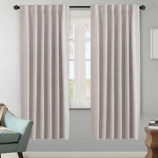 H.VERSAILTEX Blackout Curtains Thermal Insulated Window Treatment Panels Room Darkening Blackout Drapes for Living Room Back Tab/Rod Pocket Bedroom Draperies, 52 x 72 Inch, Stone, 2 Panels