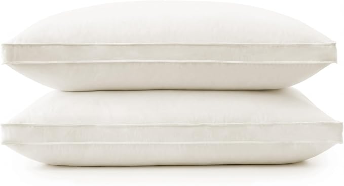 puredown® Gusseted Goose Feather Down Pillows, 100% Organic Cotton Cover, Luxury Hotel Collection Bed Pillows for Sleeping Set of 2, King Size