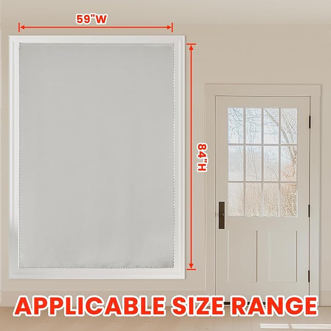 AJAZZ 100% Blackout Shades Window Cover Self Adhesive Curtains Sticky Curtain Portable Easy Open Black Out Curtains for Bedroom Living Room No Drilling (White, 59" W x 84" L 1 Panel)