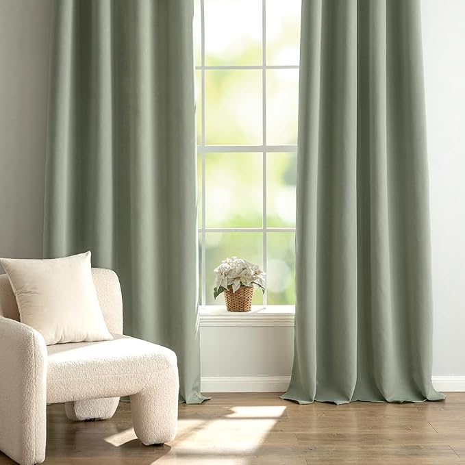 MIULEE Sage Green Short Blackout Bedroom Curtains 54 Inch Long 52"x54" | Grommet Top, Room Darkening Window Drapes, Privacy Protection, Thermal Insulated, Heat Blocking, Light Blocking
