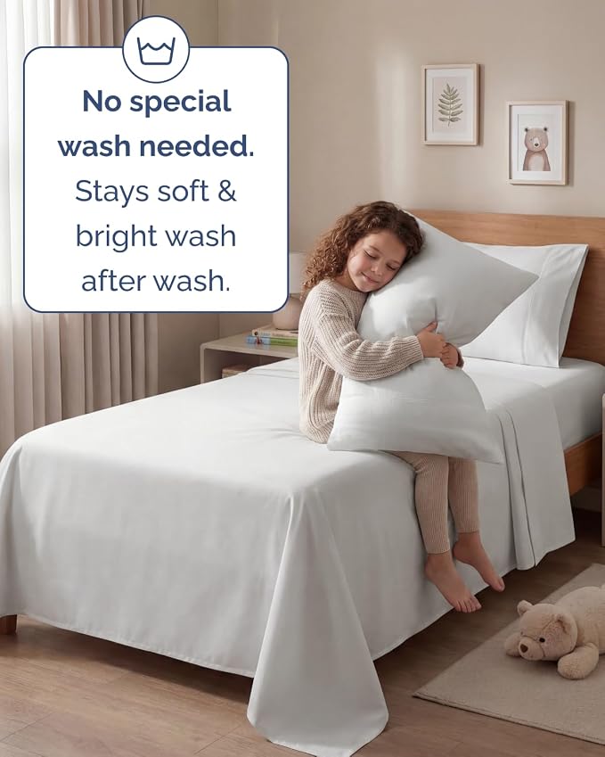 Twin 4 Piece Bed Sheet Set - Breathable & Cooling Sheets - Antique White | Ultra Soft Hotel Luxury Bedding Set with 8-16 Inch Deep Pockets, 1 Flat & 1 Fitted Sheet & 2 Pillowcases, Wrinkle & Fade Free
