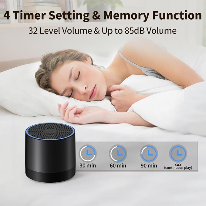 Portable Mini White Noise Machine Sound Machine with 30 Soothing Sounds for Newborn Kids Adults Rechargeable Sleep Brown Noise Machine with 4 Timers Memory Function for Travel Camping Home and Office