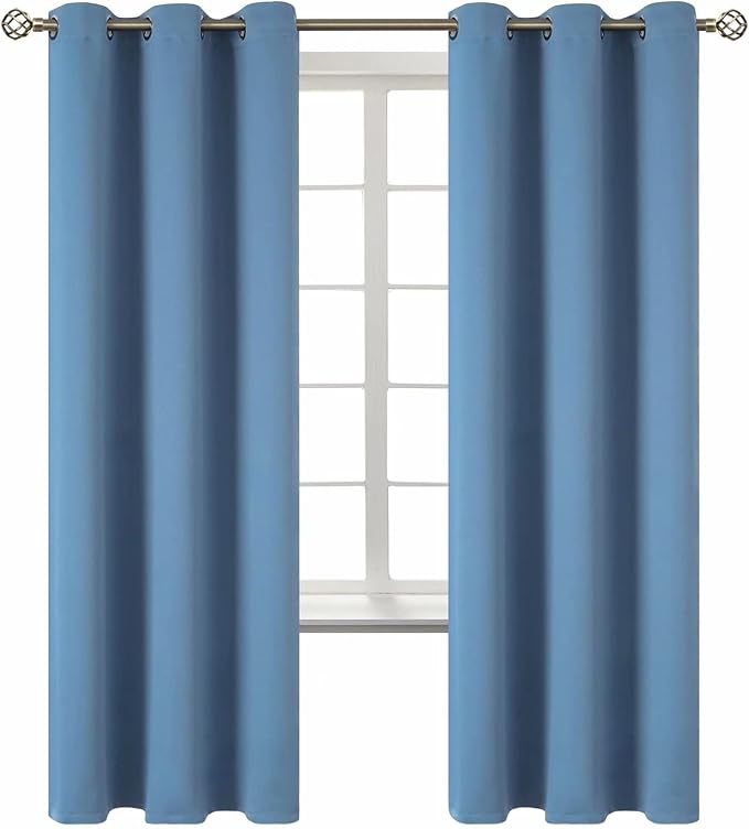 BGment Denim Blue Blackout Curtains for Bedroom 72 Inch Long - 2 Panels | Grommet Top, Black Out, Room Darkening, Sunblock, Thermal Insulated, Window Drapes for Kids Boys Room, 42x72 Inch