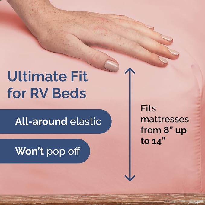 Short Queen Size 4 Piece Bed Sheet Set - RV Short Queen Sheets - Baby Pink | Ultra-Soft, Breathable & Cooling Bed Sheets Set with Deep Pockets, Hotel Luxury Bedding for Women & Men, Wrinkle & Fade Free