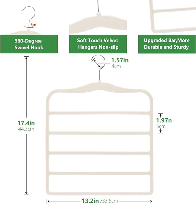 Magic Pants Velvet Hangers for Organization and Storage - Space Saving, 5 Pack Dorm Room Essentials for College Students Girls