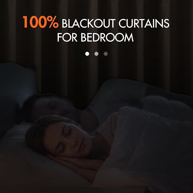 MIULEE 100% Blackout Curtains Linen Curtains 96 Inches Long, Copper Brown | 2 Panels, Full Black Out, Thermal Insulated, Room Darkening Window Curtains for Bedroom Living Room , Back Tab & Rod Pocket