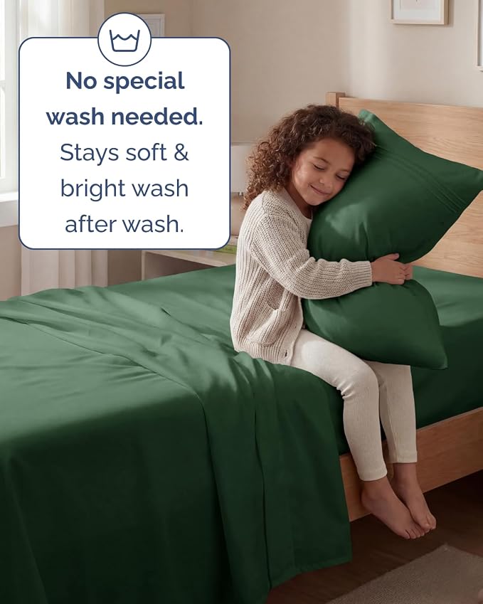Twin Size 3 Piece Sheet Set - Breathable & Cooling Sheets - Emerald Green | Hotel Luxury Bed Sheets for Women & Men, Deep Pockets, Easy-Fit, Extra Soft and Wrinkle Free Sheets, Oeko-Tex Bed Sheet Set