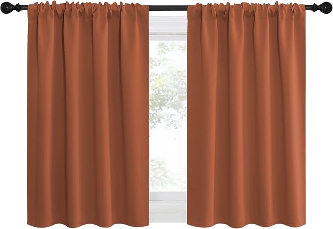 NICETOWN Burnt Orange Blackout Curtains for Window 42" w x 36" L 2 Panels | Thermal Insulated Solid Rod Pocket Draperies Panels for Bedroom Living Room Kitchen, Light Blocking Noise Reducing Home Decor