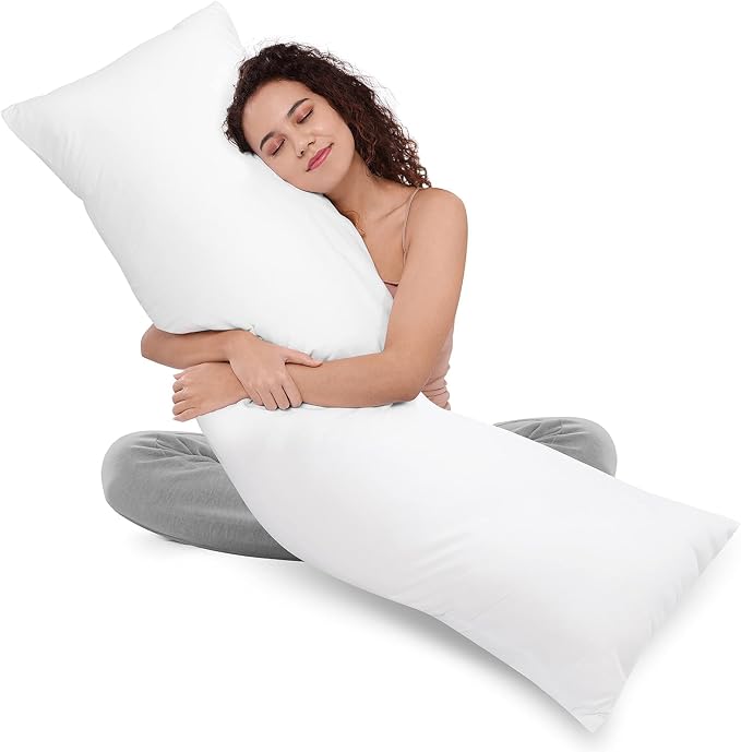 Utopia Bedding Full Body Pillow for Side Sleeper, White Long Pillow for Bed | Large Body pillows for Adults, Plush Support, Pregnancy Pillow Insert for sleeping, helps maintain body contour, 20x54 inches