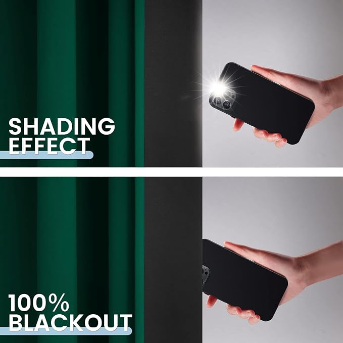 SimpleHome Dark Green 100% Blackout Curtains Room Darkening Living Room 72 | Curtains for Bedroom,Thermal Insulated Grommet Window Drapes,Curtains for Living Room with Black Back,42 x 72 Inch,2 Panels