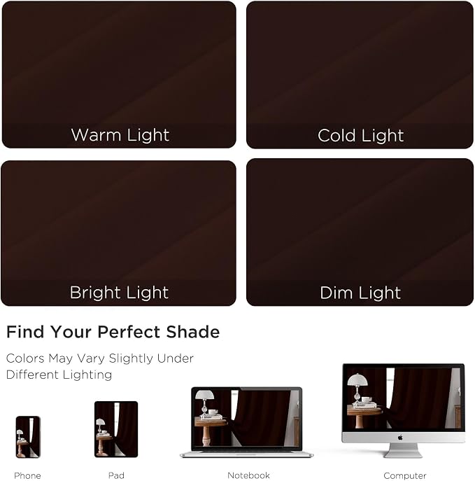CUCRAF Blackout Curtains 45 inch Length 2 Panels Set, Rod Pocket Room Darkening Drapes for Bedroom Living Room, Insulated Thermal Light Blocking Window Curtain (W52 x L45 Inch, Chocolate)