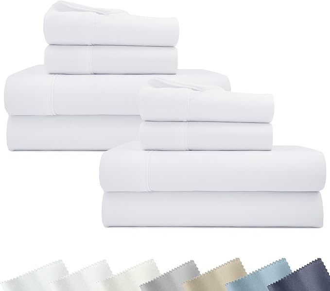 California Design Den 2-Pack Soft 100% Cotton Sateen Cal King Sheets Set | 400 Thread Count Backed by Good Housekeeping Seal, 16" Deep Pocket, All-Around Elastic, Durable, Easy Care - White