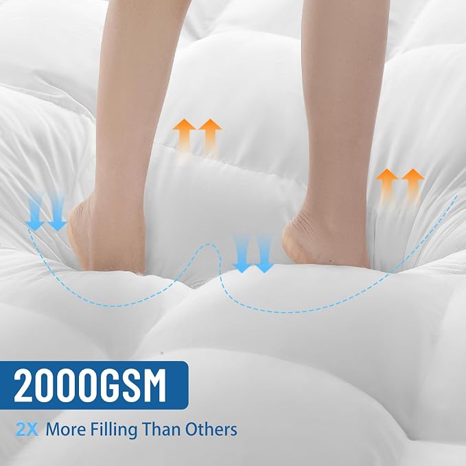 4 Inch Memory Foam Mattress Topper King Size,6"-18" Deep Pocket(78"x80") | Breathable Extra Thick 2000 GSM Pillow Top Mattress Pad for Back Pain Relief,suitable for all seasons
