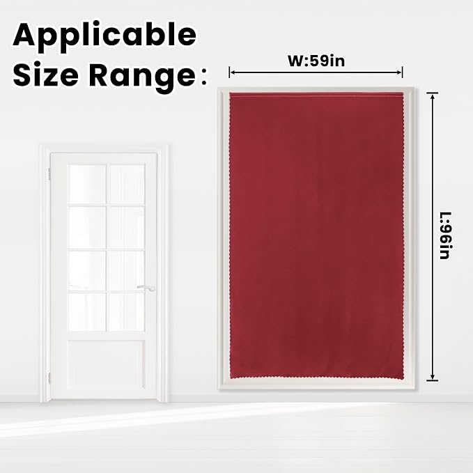 Self Adhesive Curtains, Stick Curtain Blackout Shades Window Cover Curtains for Living Room No Drilling, 59" W X 96" L, Burgundy, 1 Panel