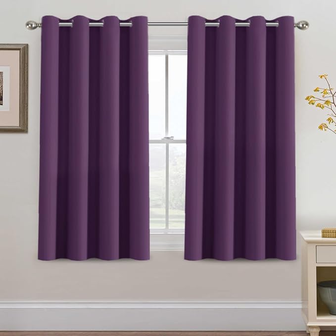 H.VERSAILTEX Blackout Curtain for Living Room Thermal Insulated Window Treatment Curtain 54 inch Length Energy Saving Solid Grommet Top Blackout Drape, One Panel, Plum Purple, 52" W x 54" L