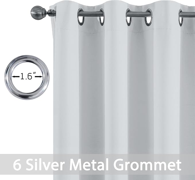 Yakamok Room Darkening Curtains 42x72 inch Greyish White-Living Room | 2 panels,grommet blackout window treatment,thermal insulated,light blocking drapes,privacy protection,bedroom dining room