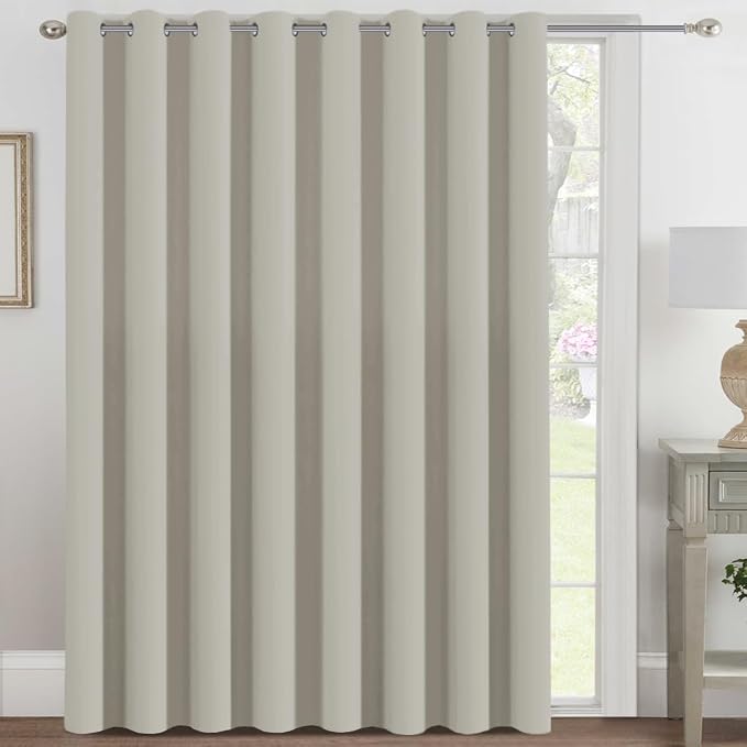 H.VERSAILTEX Blackout Patio Curtains 100 x 108 Inches for Sliding Door Extral Wide Blackout Curtain Panels Thermal Insulated Room Divider - Grommet Top, 9' Tall by 8.5' Wide - Pale Oak