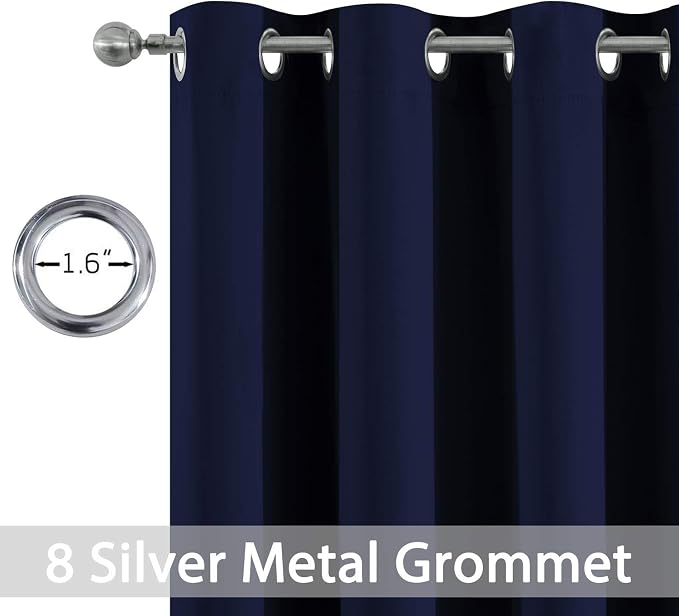Yakamok Room Darkening Curtains 52x45 inch Length Navy Blue-Living Room | 2 panels,grommet blackout window treatment,thermal insulated,light blocking drapes,privacy protection,bedroom dining room