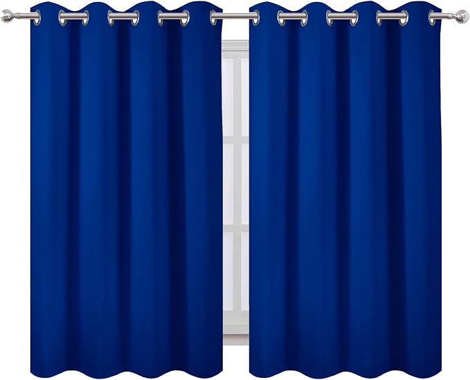 Royal Blue Thermal Blackout Curtains/52 x 54 Inch/Set of 2 Panels Room Darkening Curtains for Bedroom