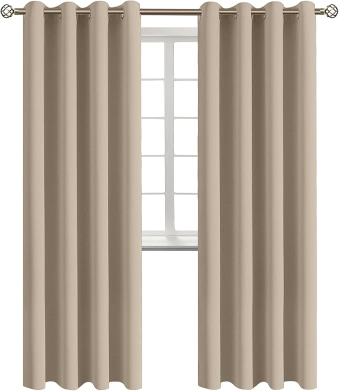 BGment Sand Room Darkening Curtains 84 Inch for Living Room - 2 Panels | Grommet Top, Light-Blocking, Sunblock, Thermal Insulated, Window Drapes for Bedroom, 46x84 Inch
