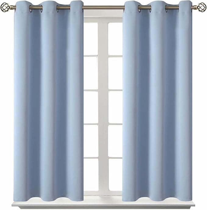 BGment Short Curtains for Small Window 45 Inch Long - Spa Blue 2 Panels | Grommet top, Room Darkening, Sunblock, Thermal Insulated, Window Drapes for Kitchen, 38x45 Inch