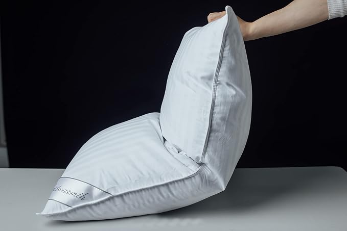 Goose Down Feather Soft Pillows One Pillow 100% Cotton Supportive Bed Pillow Stripe White Color King Size 20x36 inch