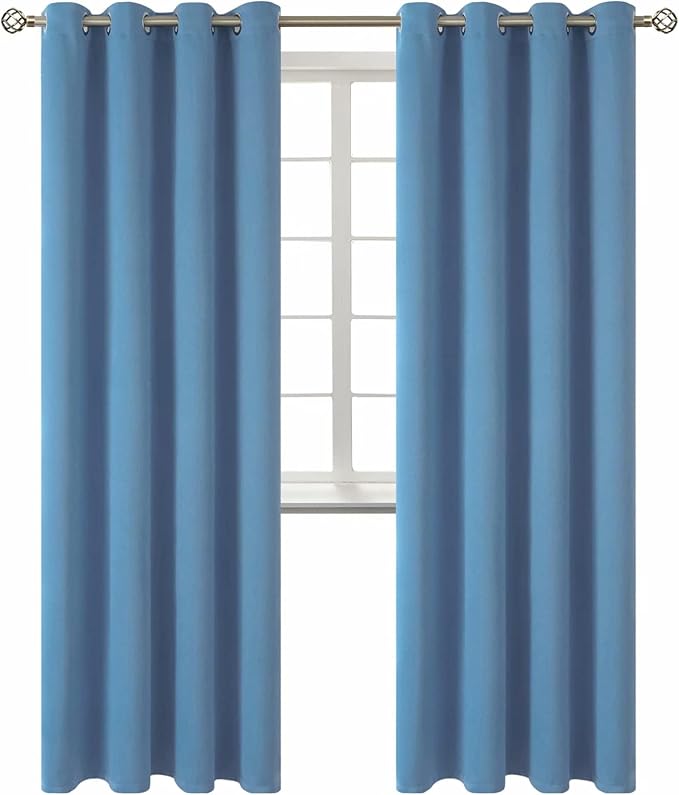 BGment Blackout Curtains for Bedroom - Grommet Thermal Insulated Room Darkening Curtains for Living Room, Set of 2 Panels (52 x 84 Inch, Faded Denim) | Grommet Top, Black Out, Room Darkening, Sunblock, Thermal Insulated, Window Drapes for Bedroom, 52x8...