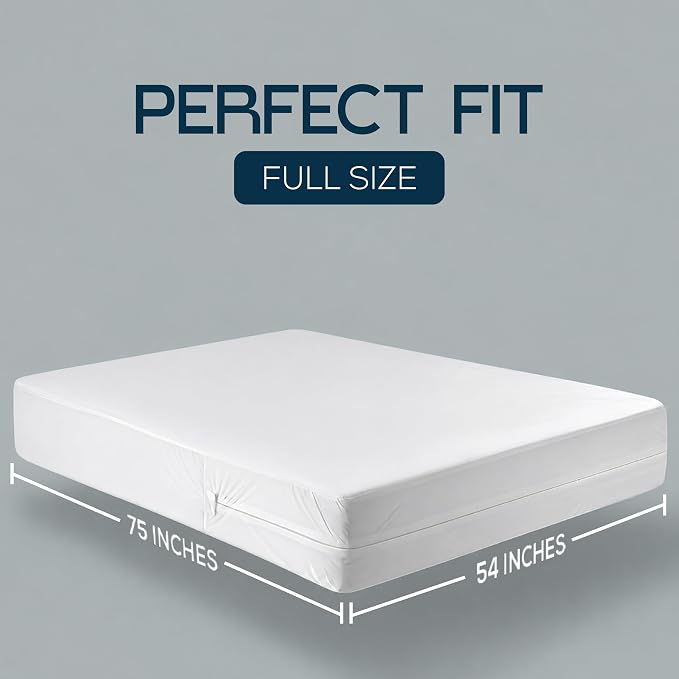 Bulk 10-Pack Full Size Hotel Mattress Encasement 100% Waterproof, 6" Deep | White, Commercial, Resorts, Motels & Institutional Use, Zippered 6-Sided Mattress Protector