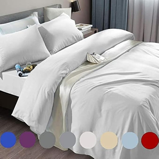 SONORO KATE Bed Sheet Set Super Soft Microfiber 1800 Series Luxury Egyptian Sheets Fit 18-24 Inch Deep Pocket Mattress Wrinkle-6 Piece (White, King)