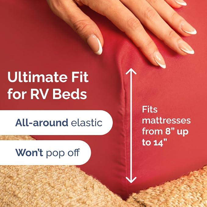 Short Queen Size 4 Piece Bed Sheet Set - RV Short Queen Sheets - Red | Ultra-Soft, Breathable & Cooling Bed Sheets Set with Deep Pockets, Hotel Luxury Bedding for Women & Men, Wrinkle & Fade Free