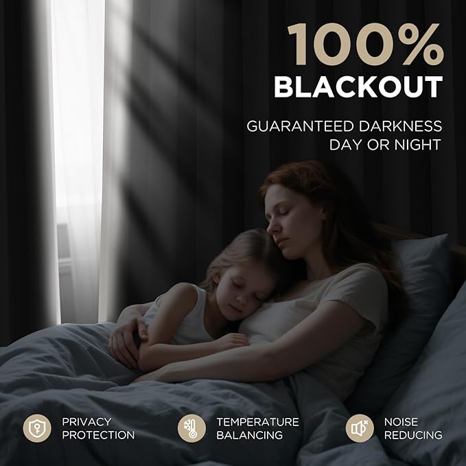 Joydeco 100% Blackout Curtains Velvet Black Out Curtain 96 Inch Drapes | for Bedroom Living Room, Heat and Light Blocking, Thermal Insulated Luxury Heavy Duty Curtain 2 Panels Grommet Top