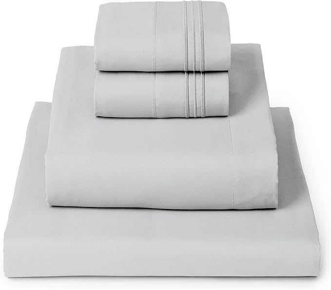 Mellanni Iconic 4-Piece, Ultra Soft Sheet Set (California King, Light Gray) | 10M+ Sleepers. Lab-tested: Sleeps Cool, Stays Bright, Strong, Smooth. Good Housekeeping Best Bedding, 7 yrs running.