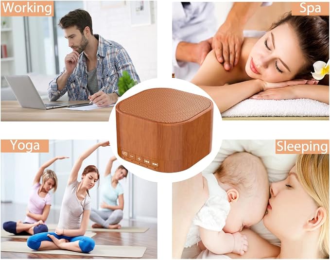 White Noise Machine plug-in Sound Machine with 20 Non Looping Natural Soothing Sounds and Memory Function Sleep Timer Sleep Machine with Sleep Therapy for Baby Kids Adults-New Wood Grain Added in 2025
